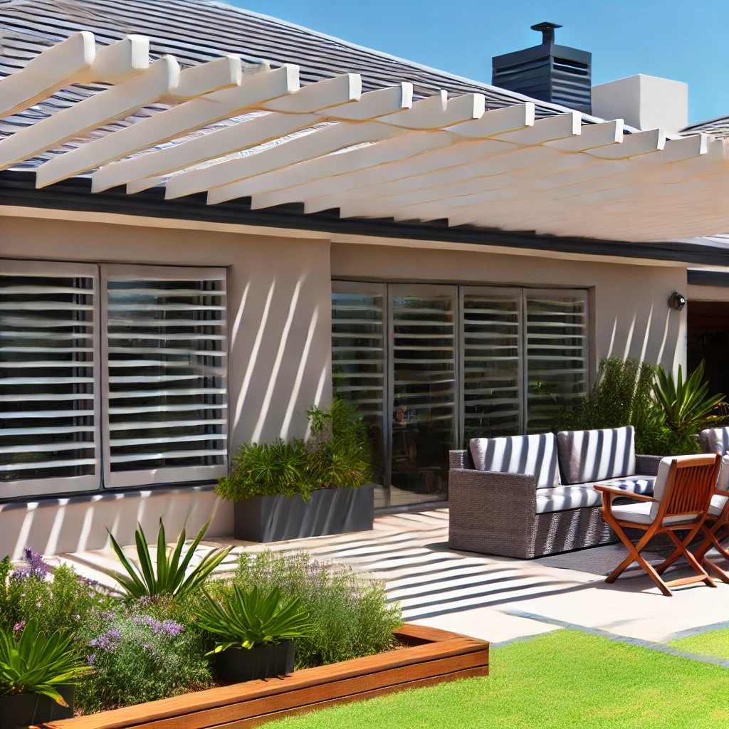 DALL·E 2024 07 13 11.08.12 A beautiful home exterior with a bioclimatic pergola that enhances the value of the property. The pergola features adjustable slats for sunlight contr Pergola ve mobilya uyumları, dış mekan yaşam alanlarını estetik ve işlevsel hale getirmenin harika bir yoludur. Kış bahçesi, teras kapama ve veranda gibi farklı alanlar için pergola ve mobilya kombinasyonları ile dış mekanlarınızı kişiselleştirebilir, konforlu ve şık bir ortam yaratabilirsiniz. İstanbul'da pergola kullanımı konusunda bu yazıda verilen önerilerle, dış mekanlarınızı daha çekici ve kullanışlı hale getirebilirsiniz. Pergolasia.com üzerinden çeşitli pergola modellerini inceleyebilir, en uygun çözümleri bulabilirsiniz.