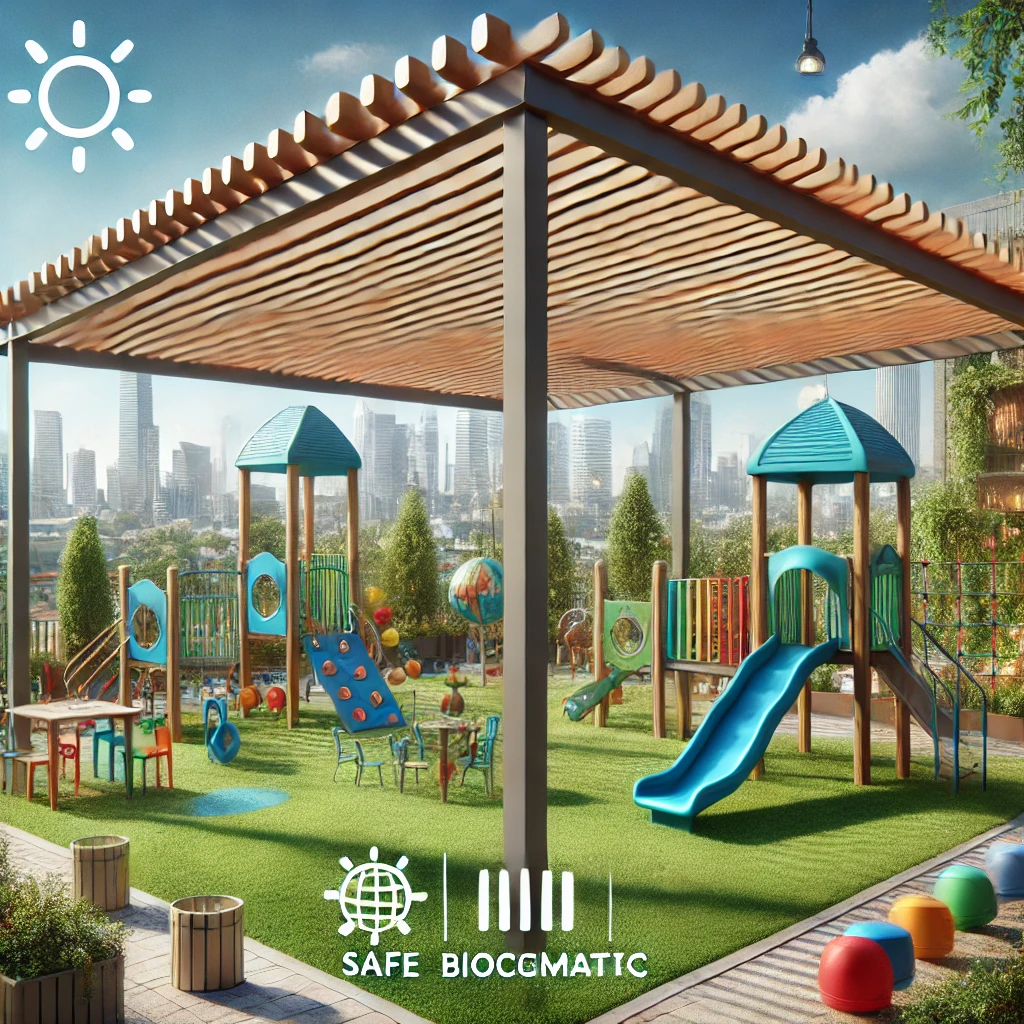 DALL·E 2024 07 13 11.47.53 A safe and fun childrens play area with a bioclimatic pergola providing shade. The pergola has adjustable slats and is surrounded by colorful playgro Pergola ve güvenli oyun alanları, çocukların güvenle ve keyifle oyun oynayabileceği dış mekan yaşam alanları yaratmanın harika bir yoludur. Bioklimatik pergolalar, kış bahçesi ve teras kapama gibi farklı alanlar için ideal çözümler sunar. Bu alanlarda kullanacağınız mobilyalar ve dekoratif aksesuarlarla dış mekanlarınızı kişiselleştirerek, konforlu ve şık bir ortam yaratabilirsiniz. İstanbul'da pergola kullanımı konusunda bu yazıda verilen önerilerle, dış mekanlarınızı daha çekici ve kullanışlı hale getirebilirsiniz. Pergolasia.com üzerinden çeşitli pergola modellerini inceleyebilir, en uygun çözümleri bulabilirsiniz.