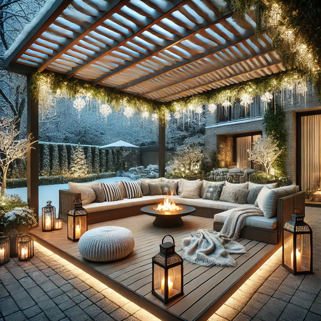 DALL·E 2024 07 13 12.31.54 A luxurious winter garden with a bioclimatic pergola. The pergola features adjustable louvers and is surrounded by comfortable seating elegant lighti 1 Kış bahçeleri, enerji tasarrufu sağlamak için ideal bir çözüm sunar. İzolasyon, doğal ısı yönetimi, güneş enerjisi kullanımı ve akıllı teknolojiler ile enerji verimliliğinizi artırabilirsiniz. Ayrıca, geri dönüşümlü malzemeler ve sürdürülebilir tasarım yaklaşımları ile çevre dostu yaşam alanları oluşturabilirsiniz. Kış bahçelerinde enerji tasarrufu sağlamak, hem doğayı korumanıza hem de enerji maliyetlerinizi düşürmenize yardımcı olur. İstanbul gibi büyük şehirlerde, enerji verimliliği yüksek kış bahçeleri ile sürdürülebilir bir yaşam alanı yaratabilirsiniz.